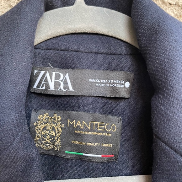 SOLD ZARA NEW MANTECO Italian Wool Navy Double Breasted Classic Preppy Wool Coat - Picture 13 of 16